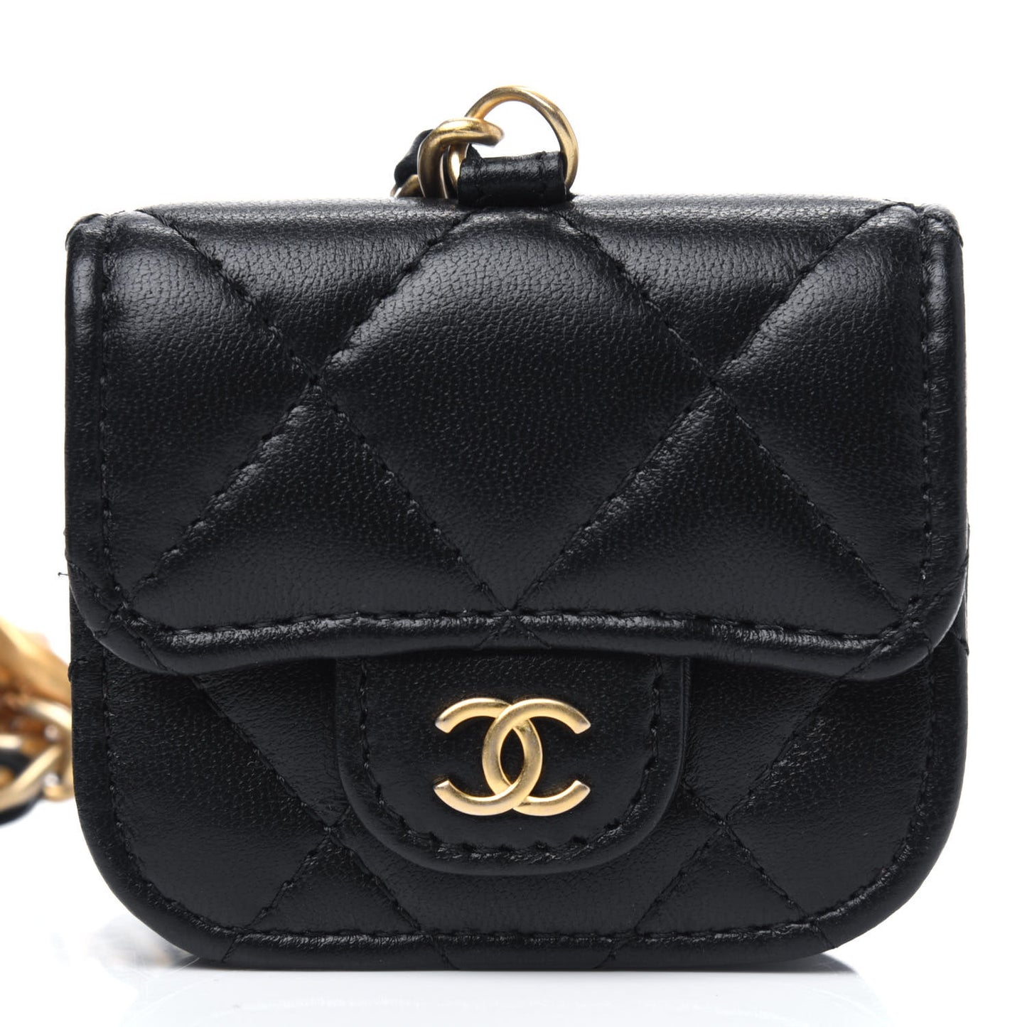 Pearl Lambskin Pearl Crown CC Wristlet Multi Pouches Black