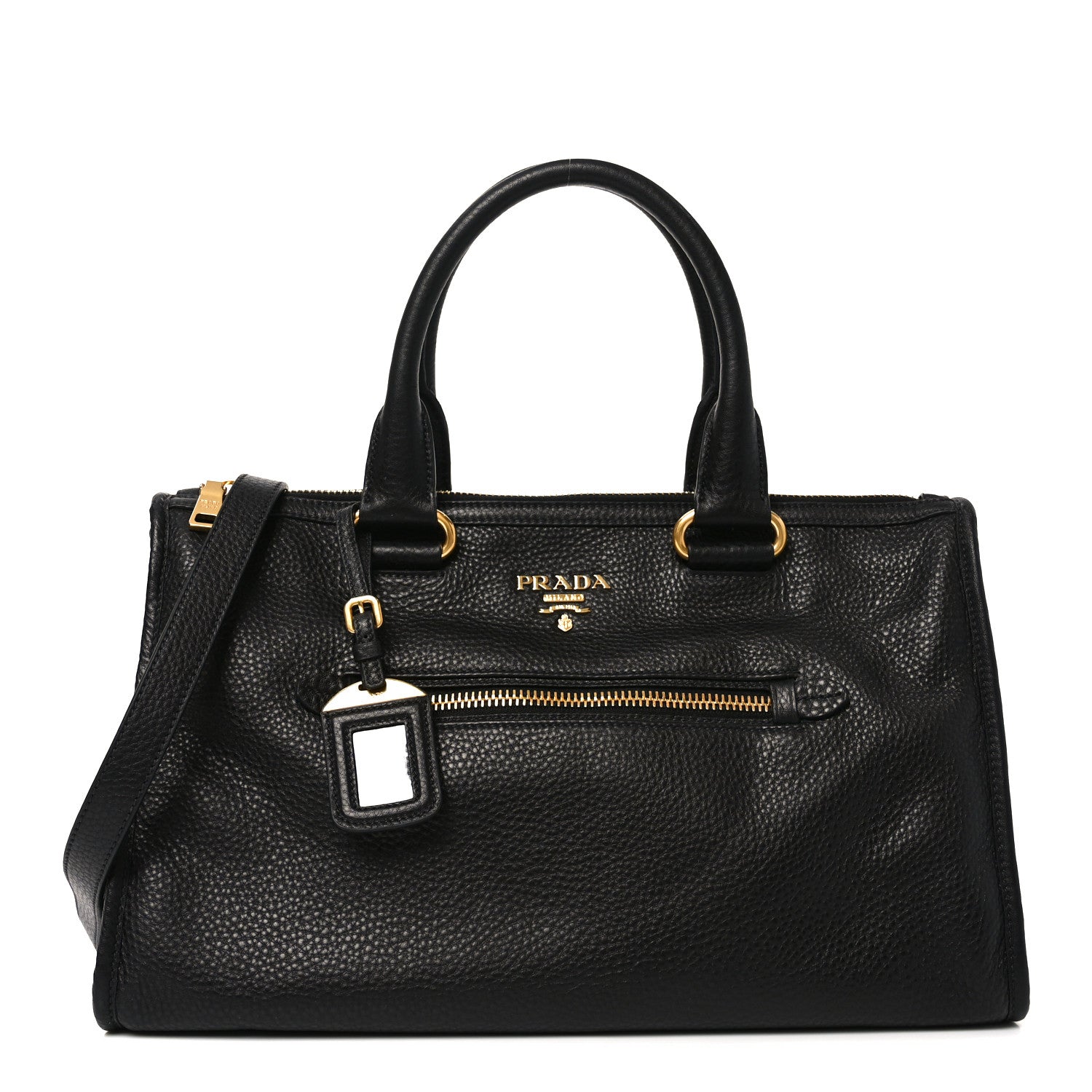 Prada Vitello Daino Shopping Satchel Black 1 of 9
