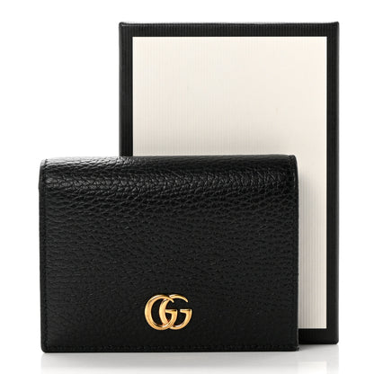Gucci Pebbled Calfskin GG Marmont Card Case Black 9 of 9