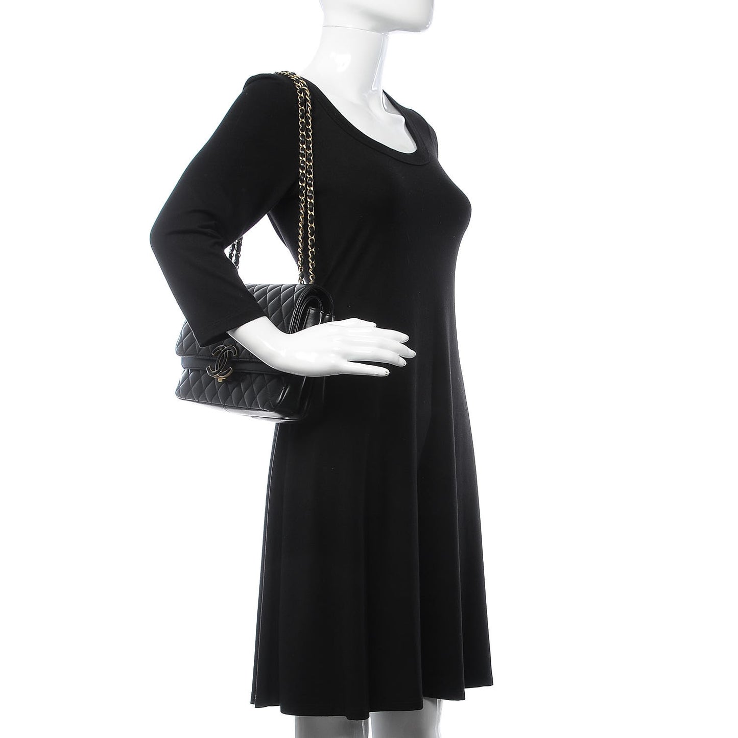 Lambskin Quilted Large CC Chic Flap Black
