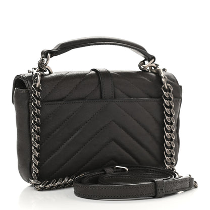 Saint Laurent Sheepskin Matelasse Chevron Monogram College Chain Wallet Coal 3 of 13