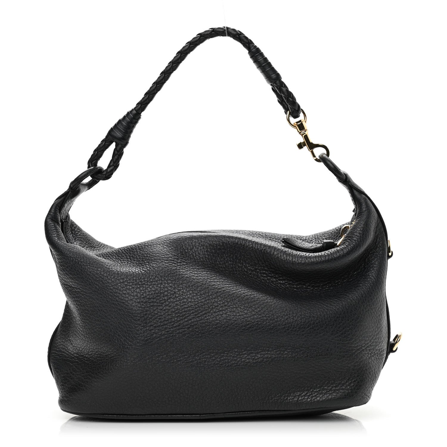 Bottega Veneta Cervo Deerskin Braided Shoulder Bag Black 1 of 9