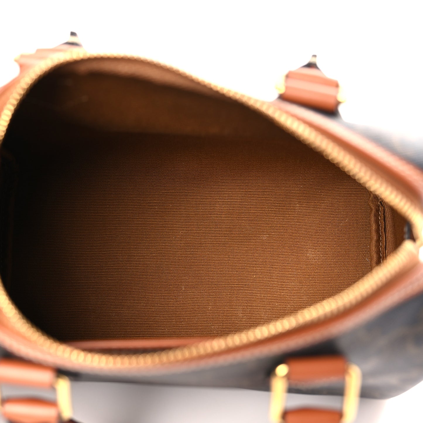 Triomphe Canvas Calfskin Small Boston Bag Tan