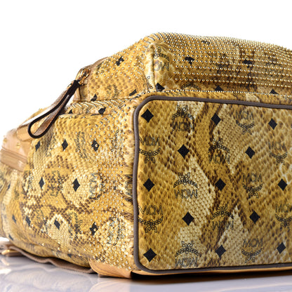 MCM Visetos Snakeskin Printed Studded Medium Stark Backpack Gold 6 of 7