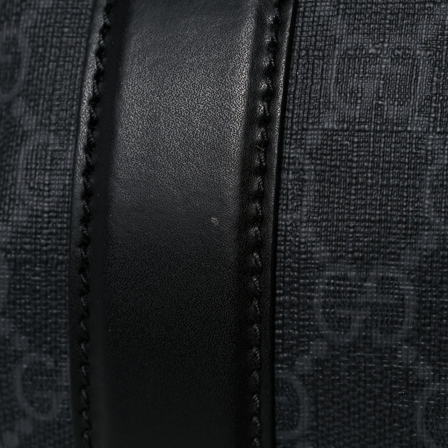 Soft GG Supreme Monogram Appia Calfskin Web Large Carry On Duffle Bag Black Grey