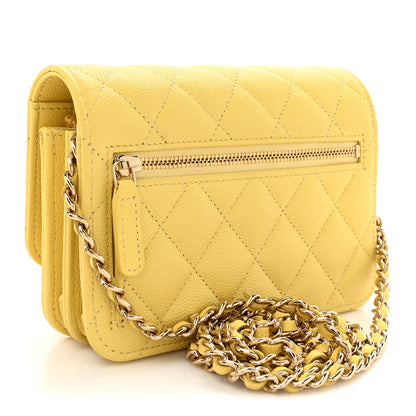 Chanel Caviar Quilted Mini Wallet On Chain WOC Yellow 3 of 11