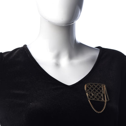Chanel Crystal Flap Bag Brooch Black Gold 2 of 4