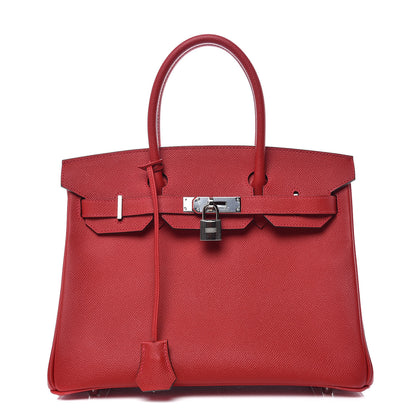 Hermes Epsom Horseshoe Birkin 30 Rouge Casaque Gris Mouette 1 of 36