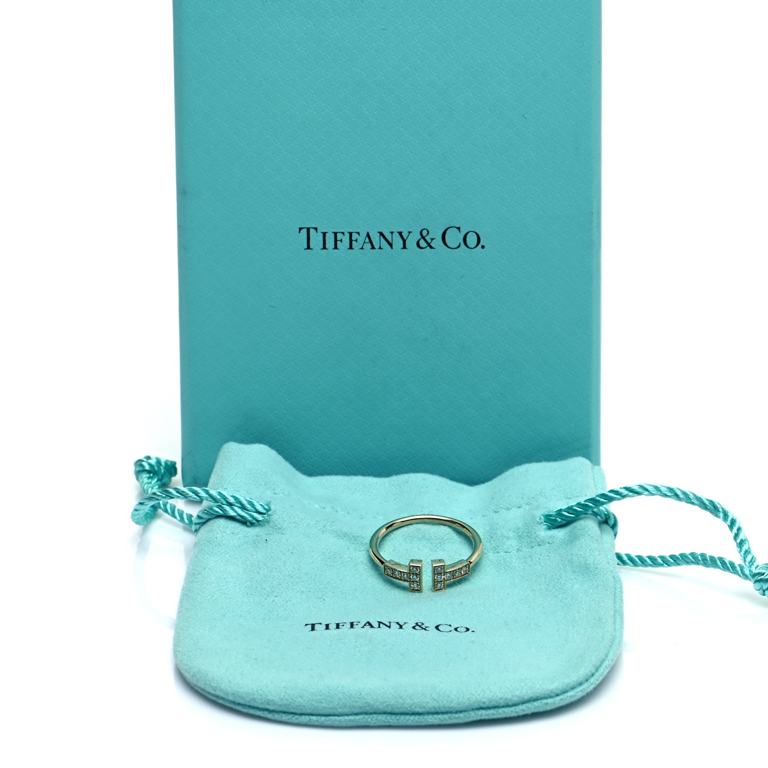 Tiffany 18K Yellow Gold Diamond T Wire Ring 53 6.5 6 of 6