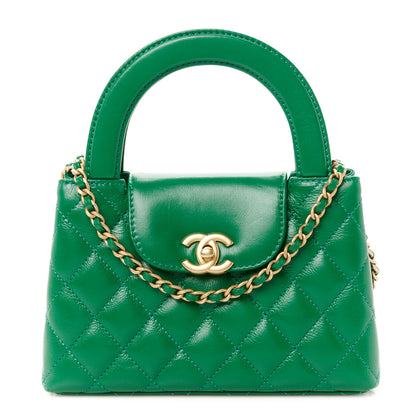 Chanel Shiny Aged Calfskin Quilted Nano Kelly Shopper Green 1 of 11