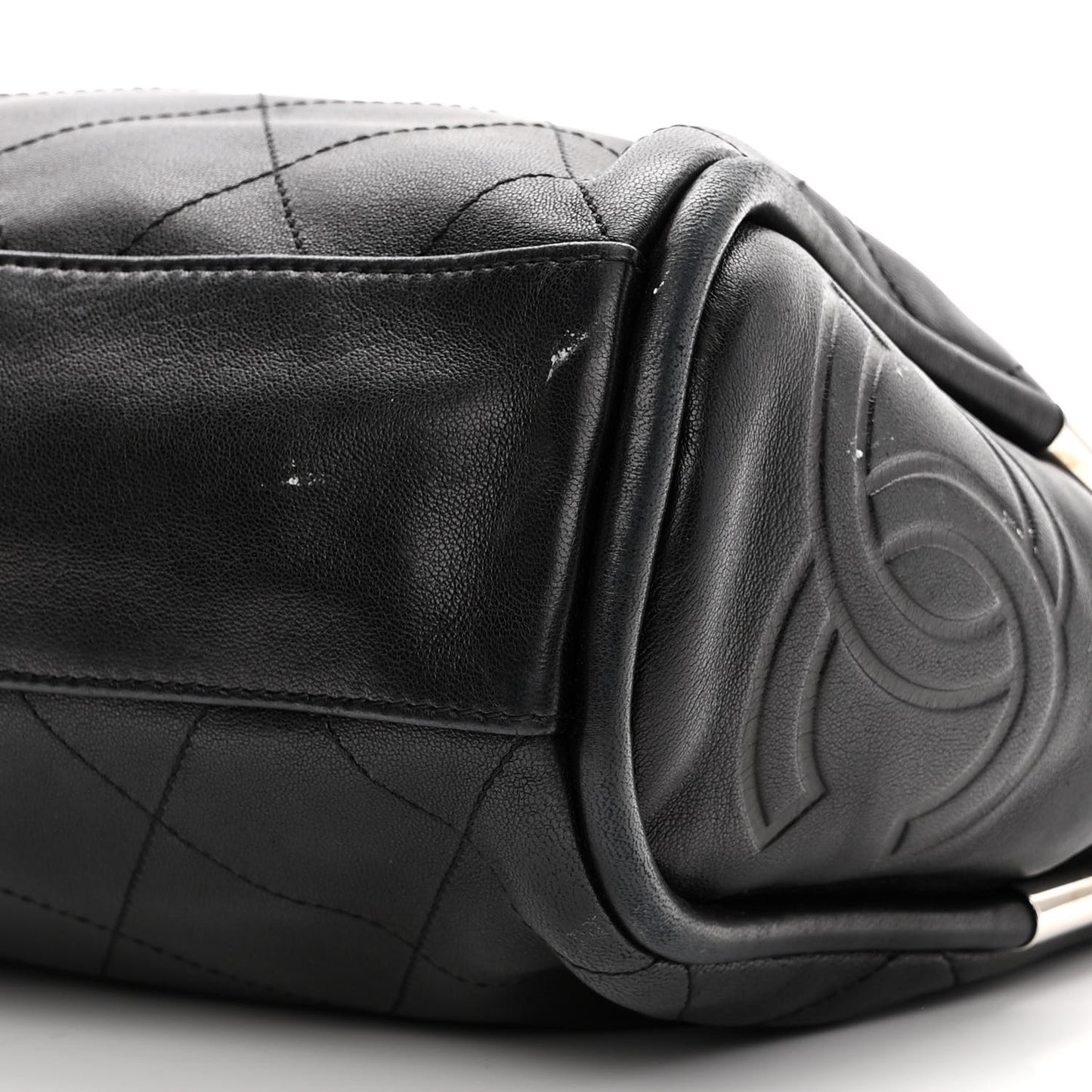 Lambskin Stitched Medium Ultimate Soft Tote Black
