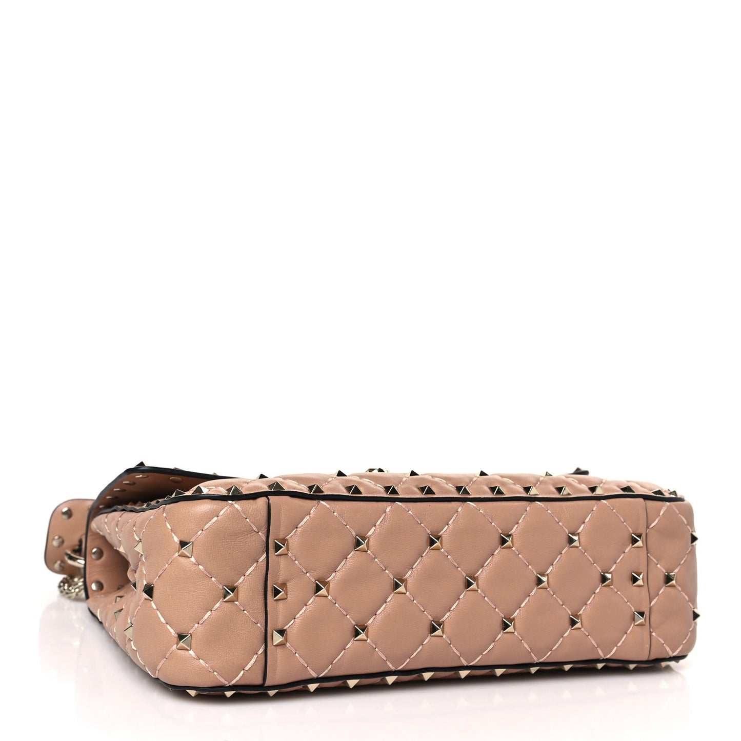 Lambskin Medium Rockstud Spike Shoulder Bag Poudre