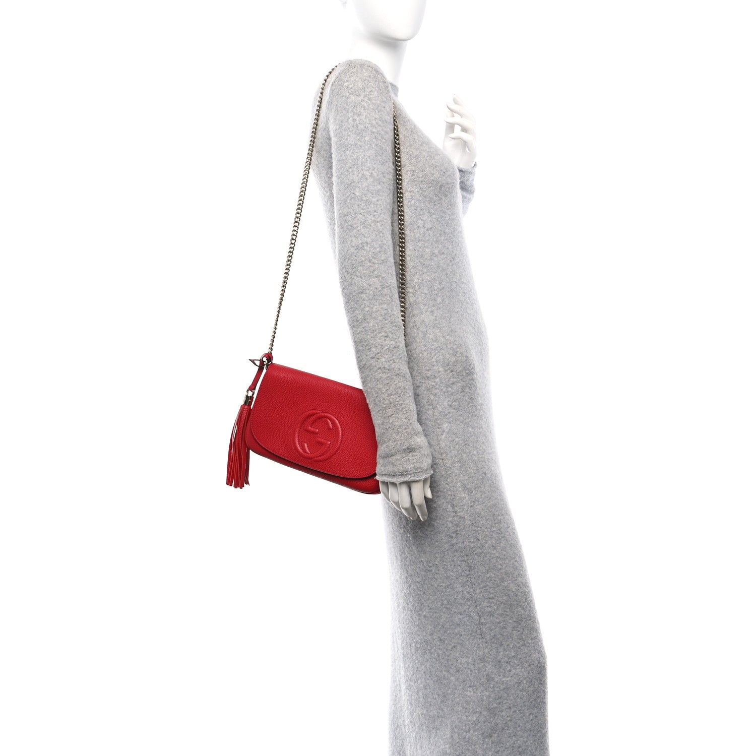 Gucci Pebbled Calfskin Medium Soho Flap Crossbody Vibrant Red 2 of 10