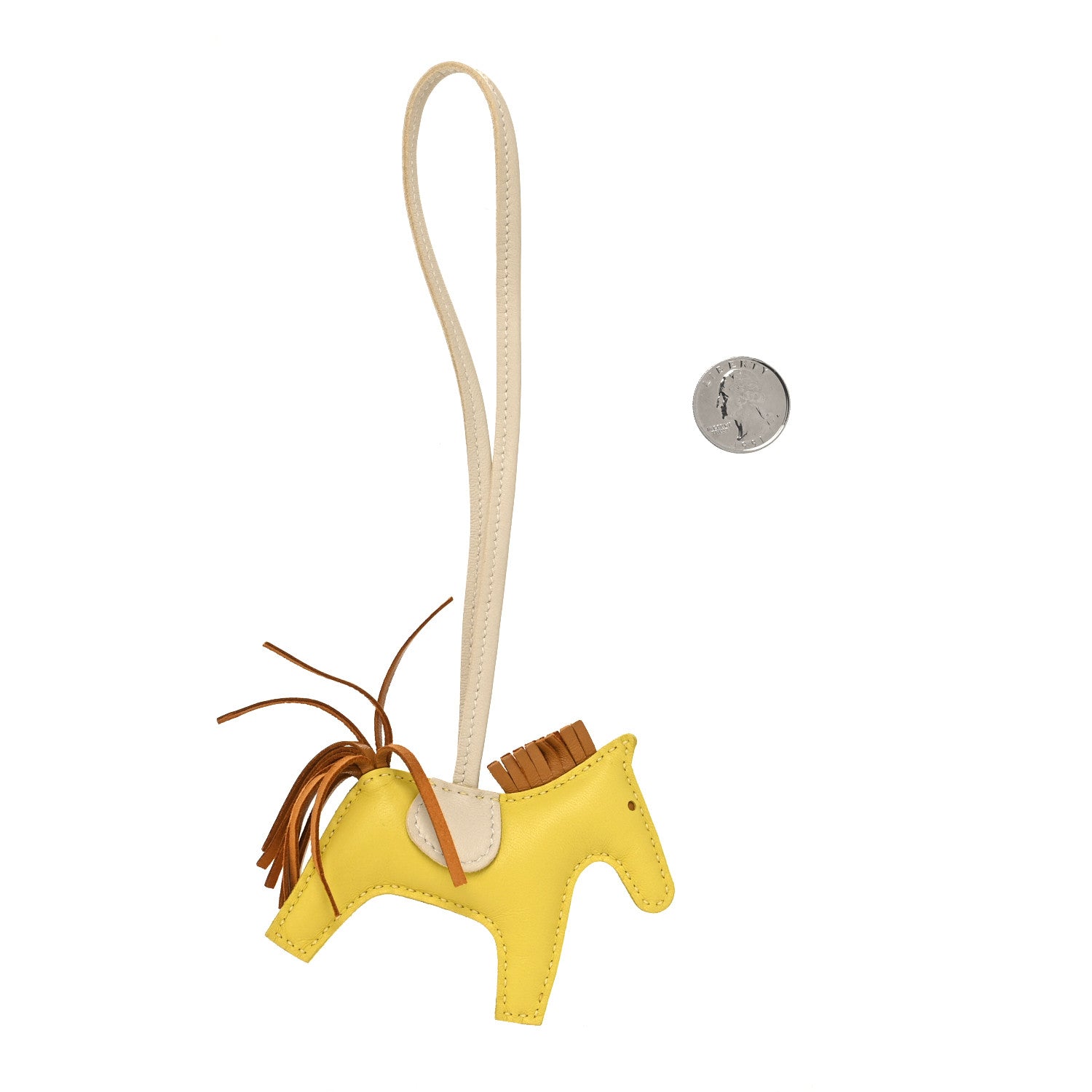 Hermes Milo Lambskin Grigri Rodeo Horse Bag Charm PM Lime Sesame Craie 2 of 4