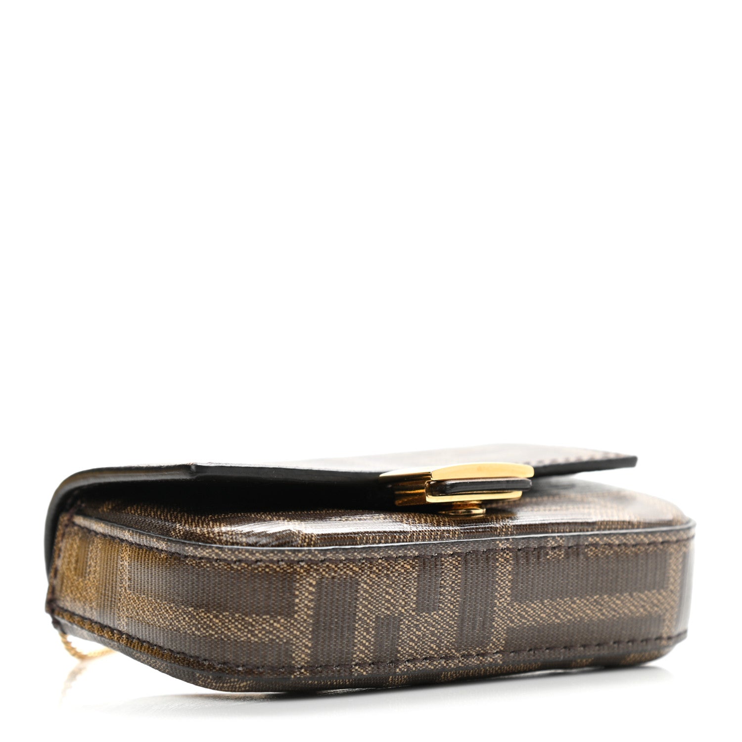 Fendi Glazed Fabric FF 1974 Nano Baguette Charm Mogano Panna 4 of 10