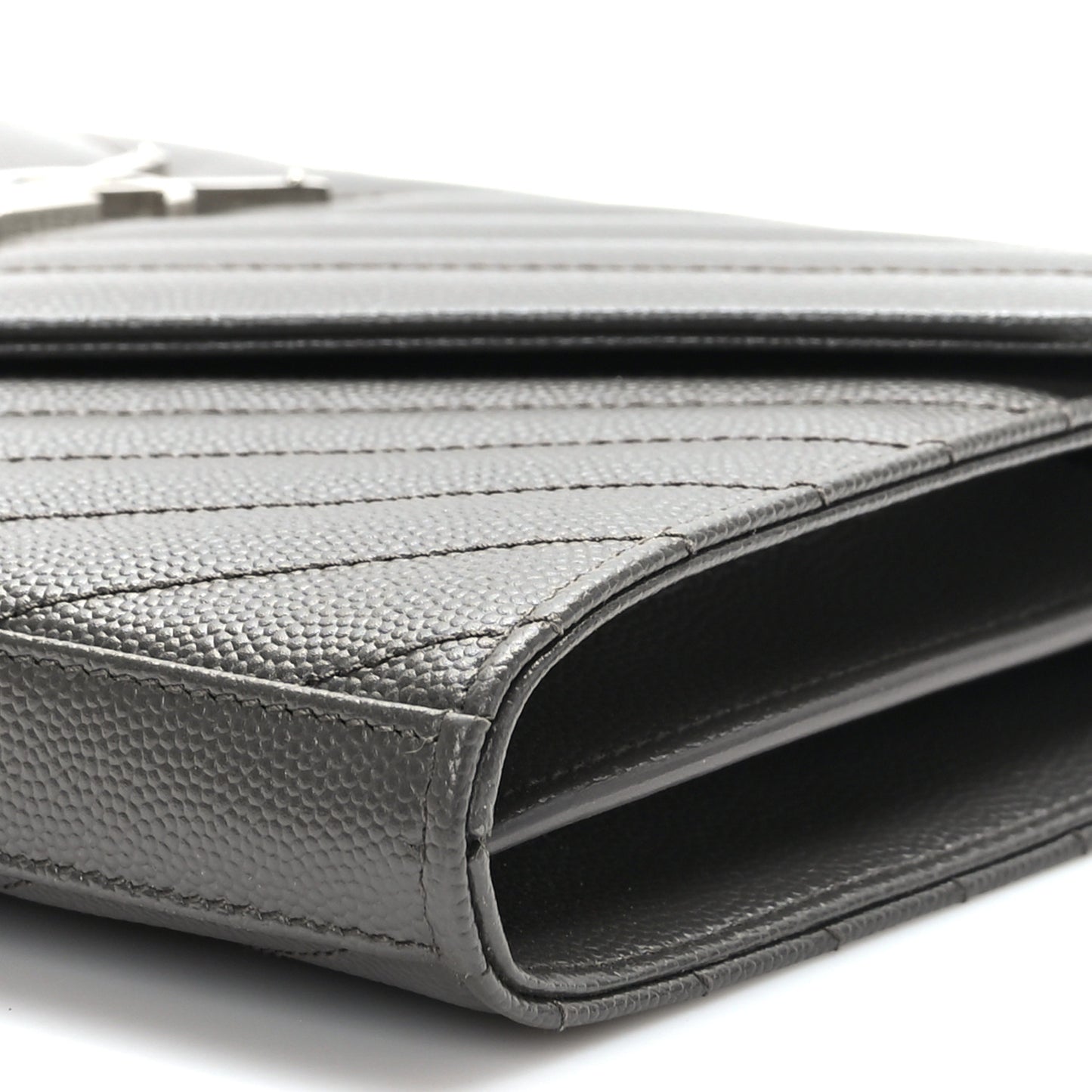 Grain De Poudre Matelasse Chevron Monogram Envelope Chain Wallet Earth