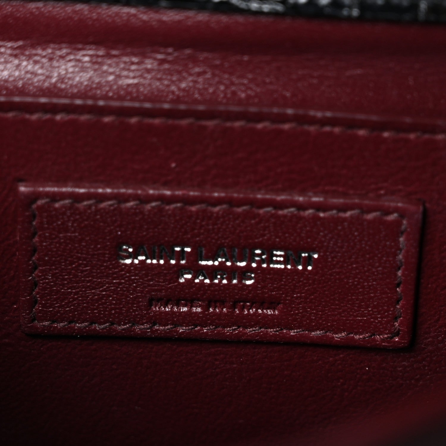 Saint Laurent Calfskin Crocodile Embossed Medium Classic Monogram Cassandra Top Handle Black Rouge Legion 6 of 10