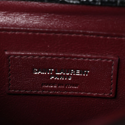 Saint Laurent Calfskin Crocodile Embossed Medium Classic Monogram Cassandra Top Handle Black Rouge Legion 6 of 10