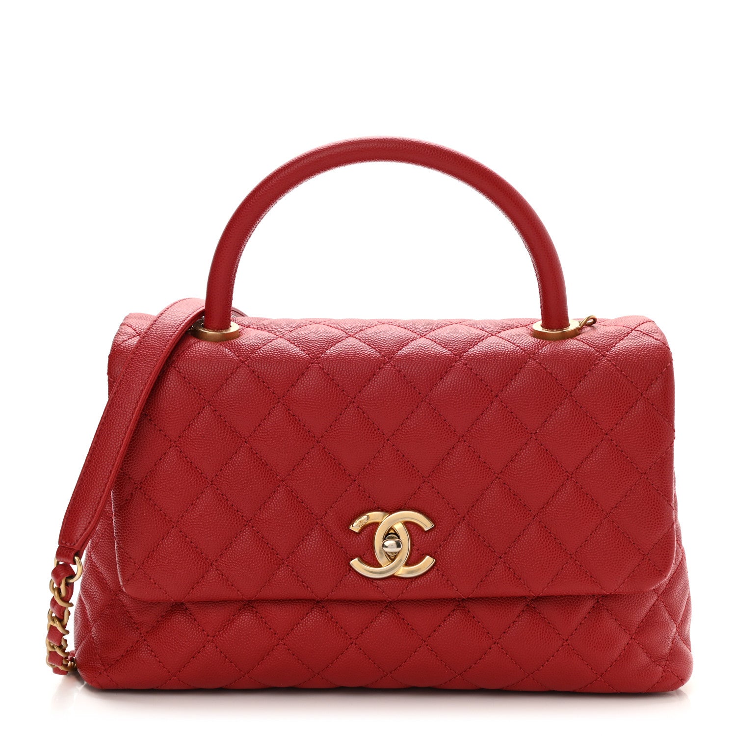 Chanel Caviar Quilted Small Coco Handle Flap Red 1 of 10