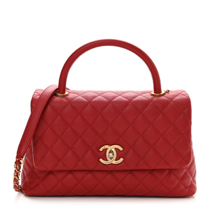 Chanel Caviar Quilted Small Coco Handle Flap Red 1 of 10
