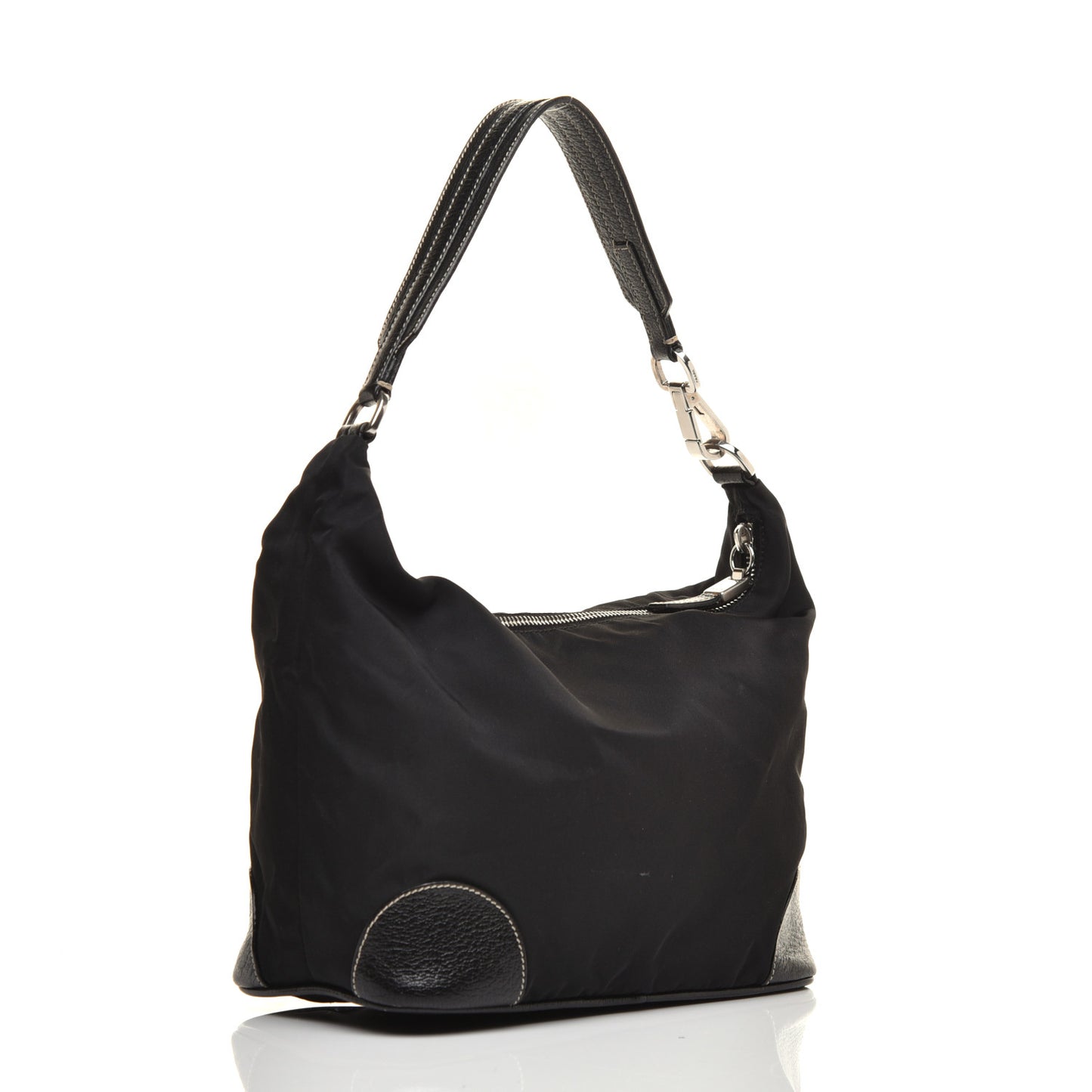 Tessuto Nylon Vitello Daino Hobo Black