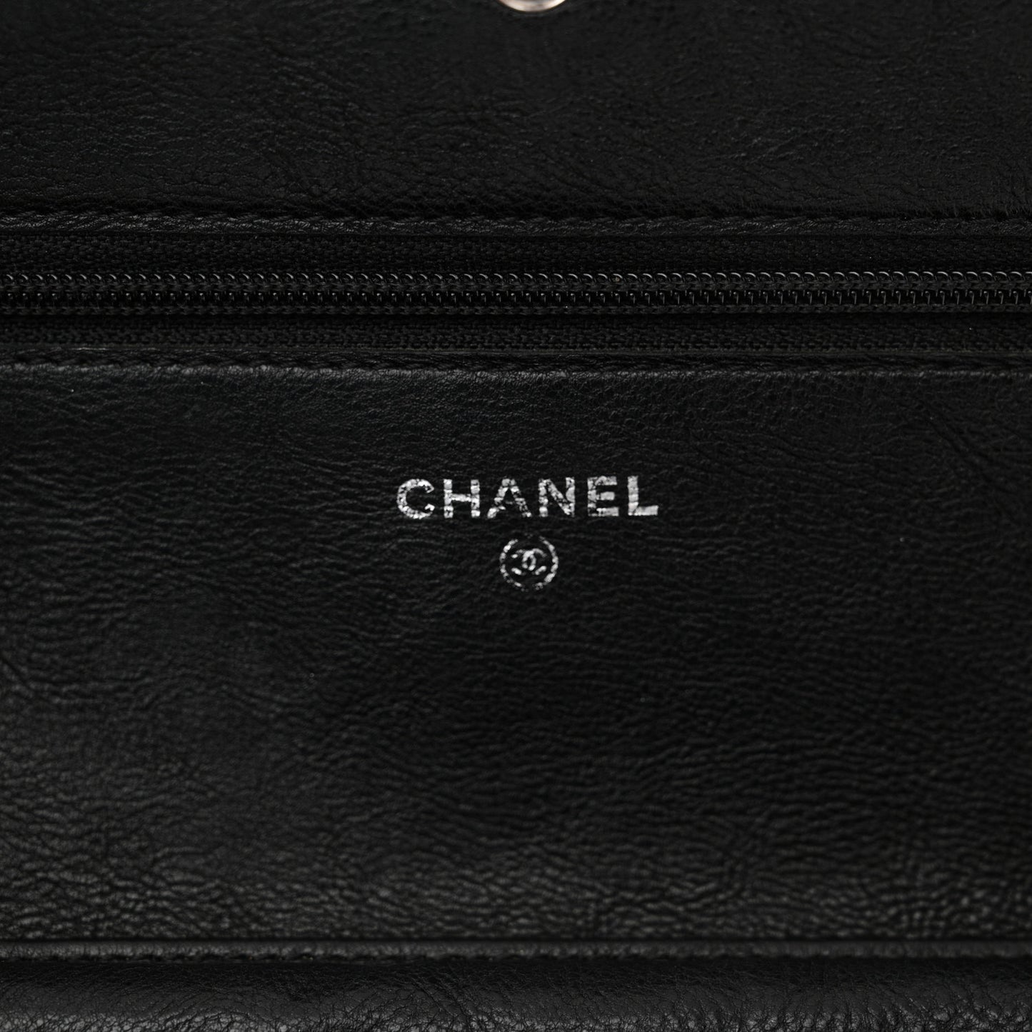 Calfskin Quilted Chain Around Boy Wallet On Chain WOC Black