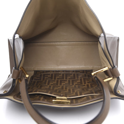 Fendi Vitello Seta Glazed Fabric FF 1974 Large Peekaboo X-Lite Maya Mogano Panna 5 of 11
