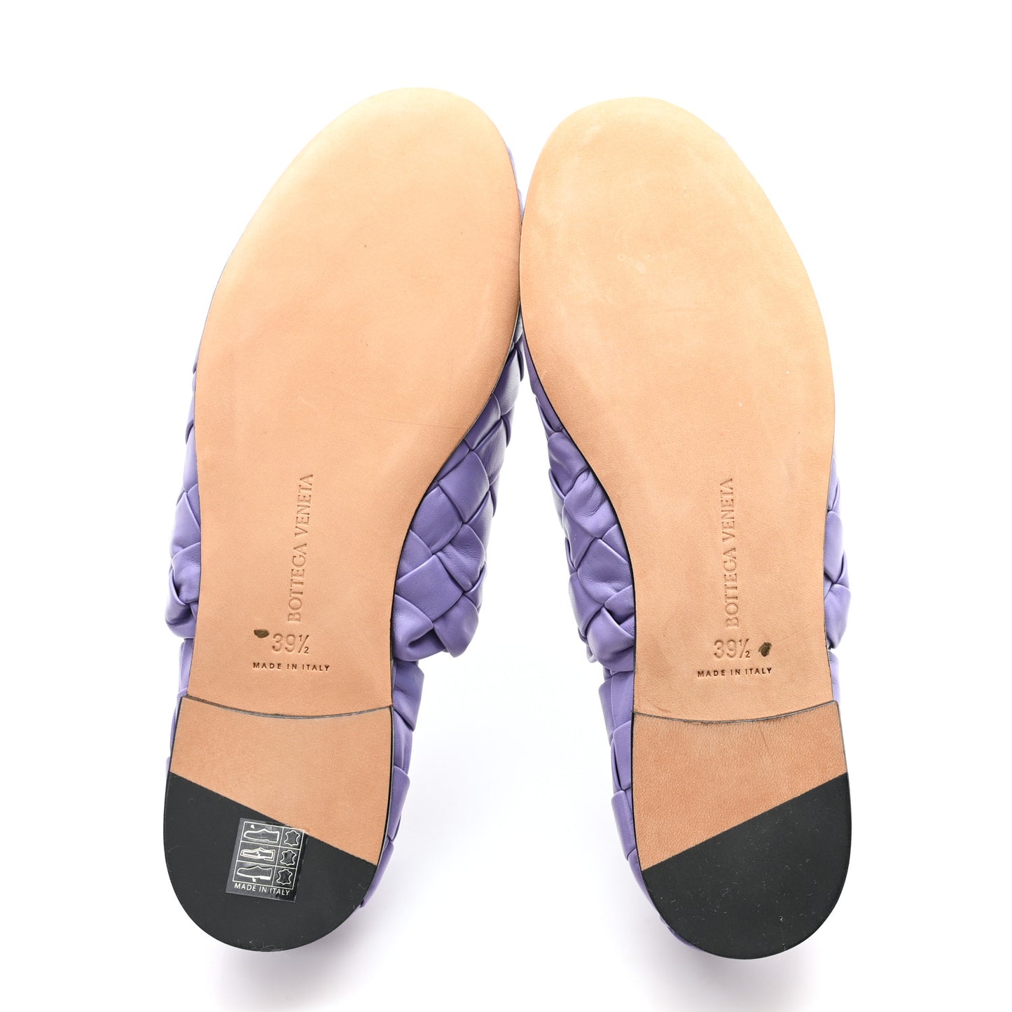 Lagoon Nappa Intrecciato Slipper Flats 39.5 Lavender