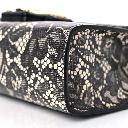 Dolce & Gabbana Lace Printed Calfskin Lucia Top Handle Bag Black 8 of 9