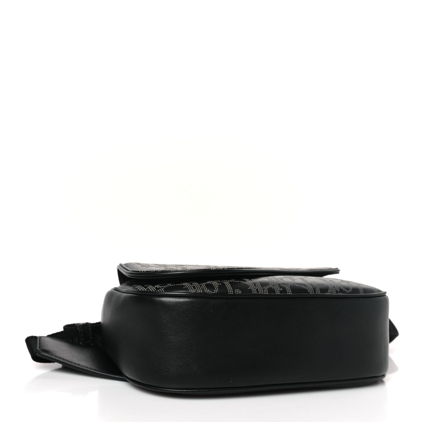 Galaxy Calfskin Oblique World Tour Saddle Belt Bag Black