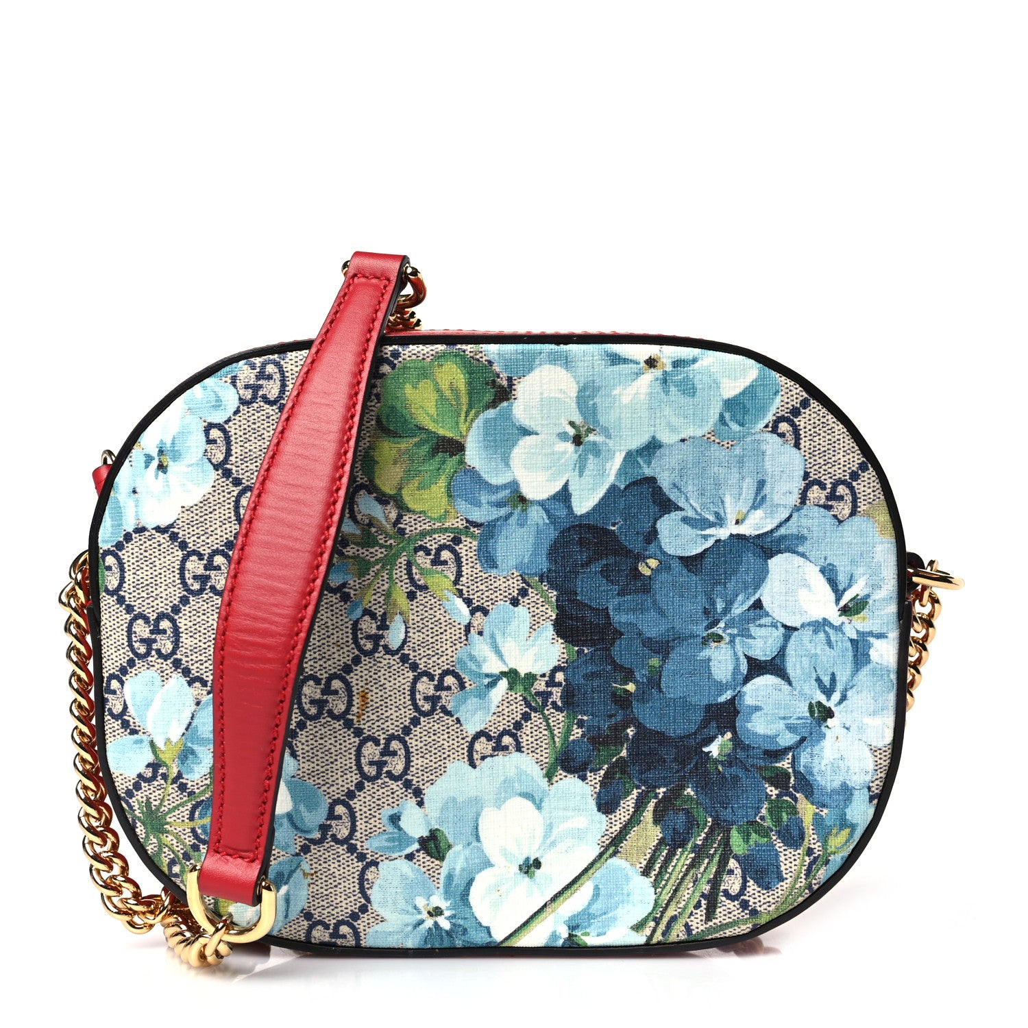 Gucci GG Supreme Monogram Blooms Mini Chain Shoulder Bag Beige Blue Navy Hibiscus Red 1 of 10