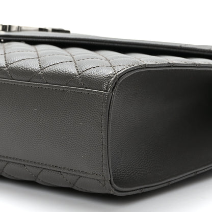 Saint Laurent Grain De Poudre Textured Mixed Matelasse Large Triquilt Monogram Satchel Earth 10 of 10