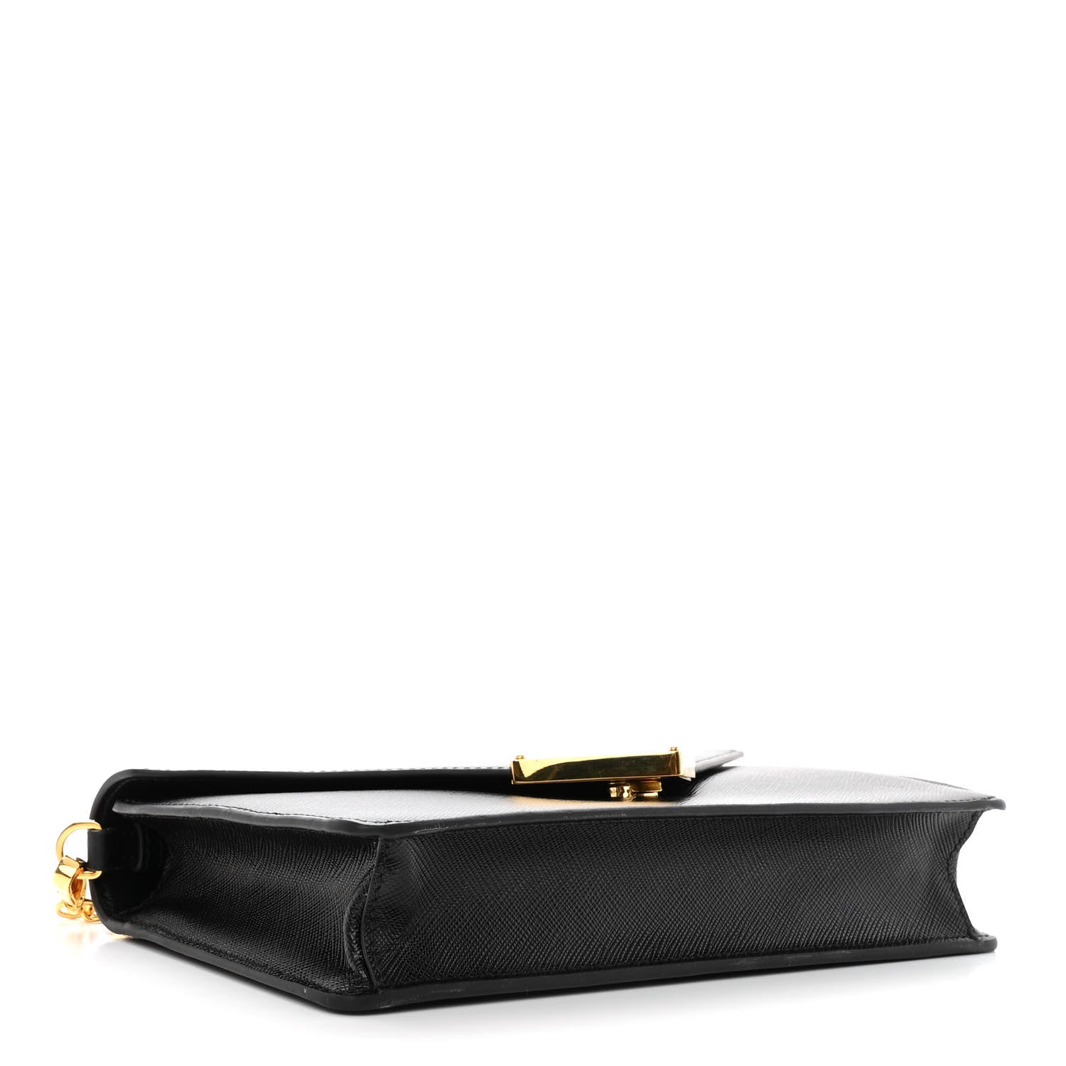 Prada Saffiano Lux Metal Triangle Logo Mini Envelope Chain Shoulder Bag Black 4 of 9