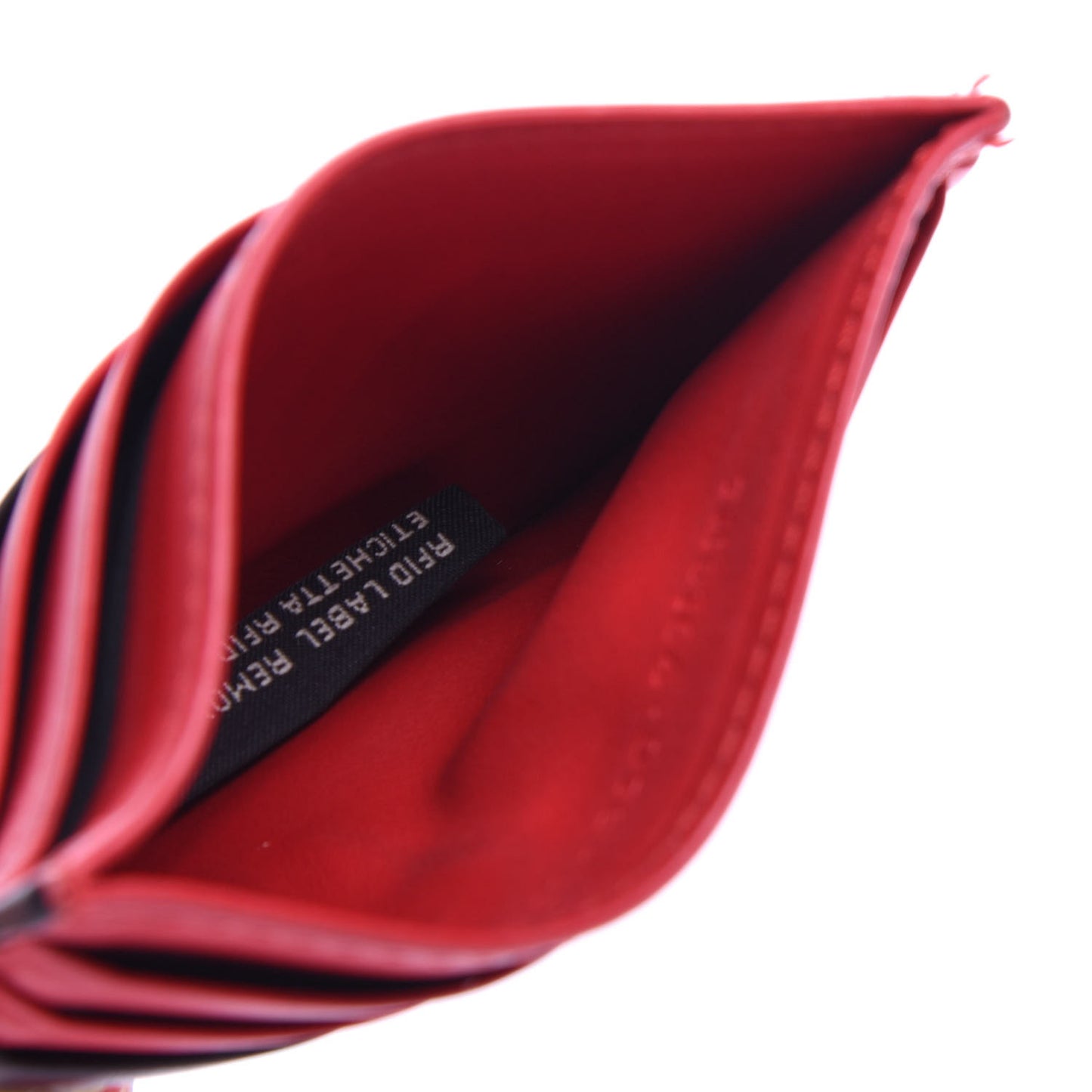 Vitello Century Monster Eyes Inlay Card Holder Black Giallo Rosso