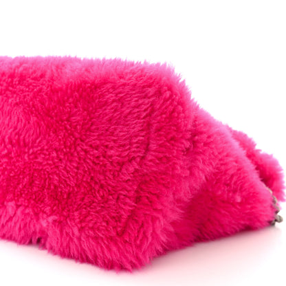 Saint Laurent Merino Shearling Lambskin Quilted Small Loulou Puffer Monogram Chain Satchel Fuchsia 10 of 10