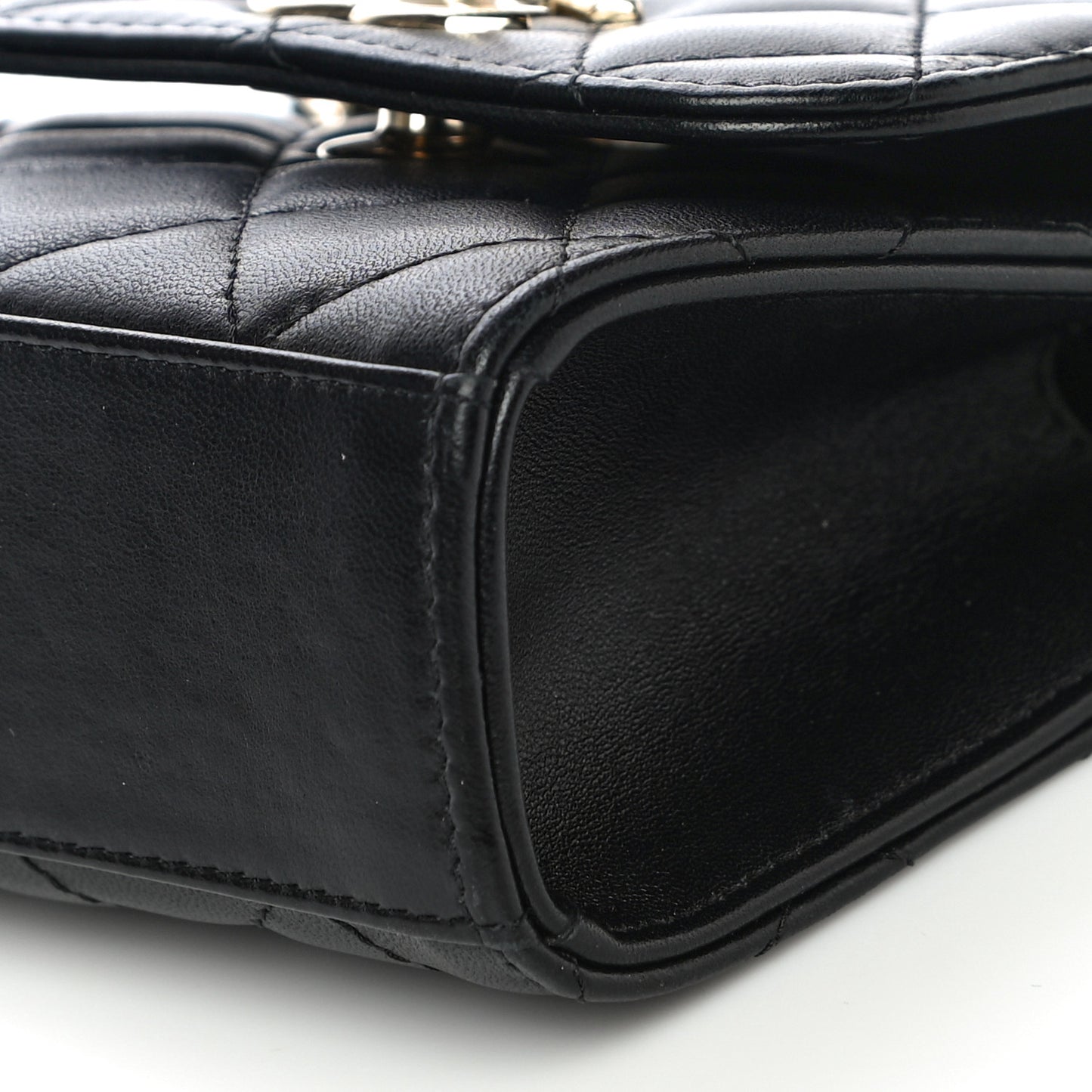 Lambskin Quilted Mini Trendy CC Clutch With Chain Black