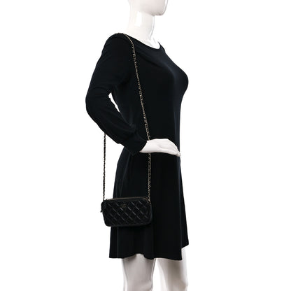 Chanel Lambskin Quilted Small Clutch With Chain Black 2 of 12
