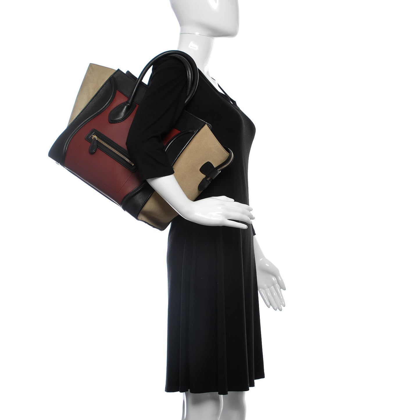 Smooth Calfskin Suede Mini Tri-Color Luggage Rust