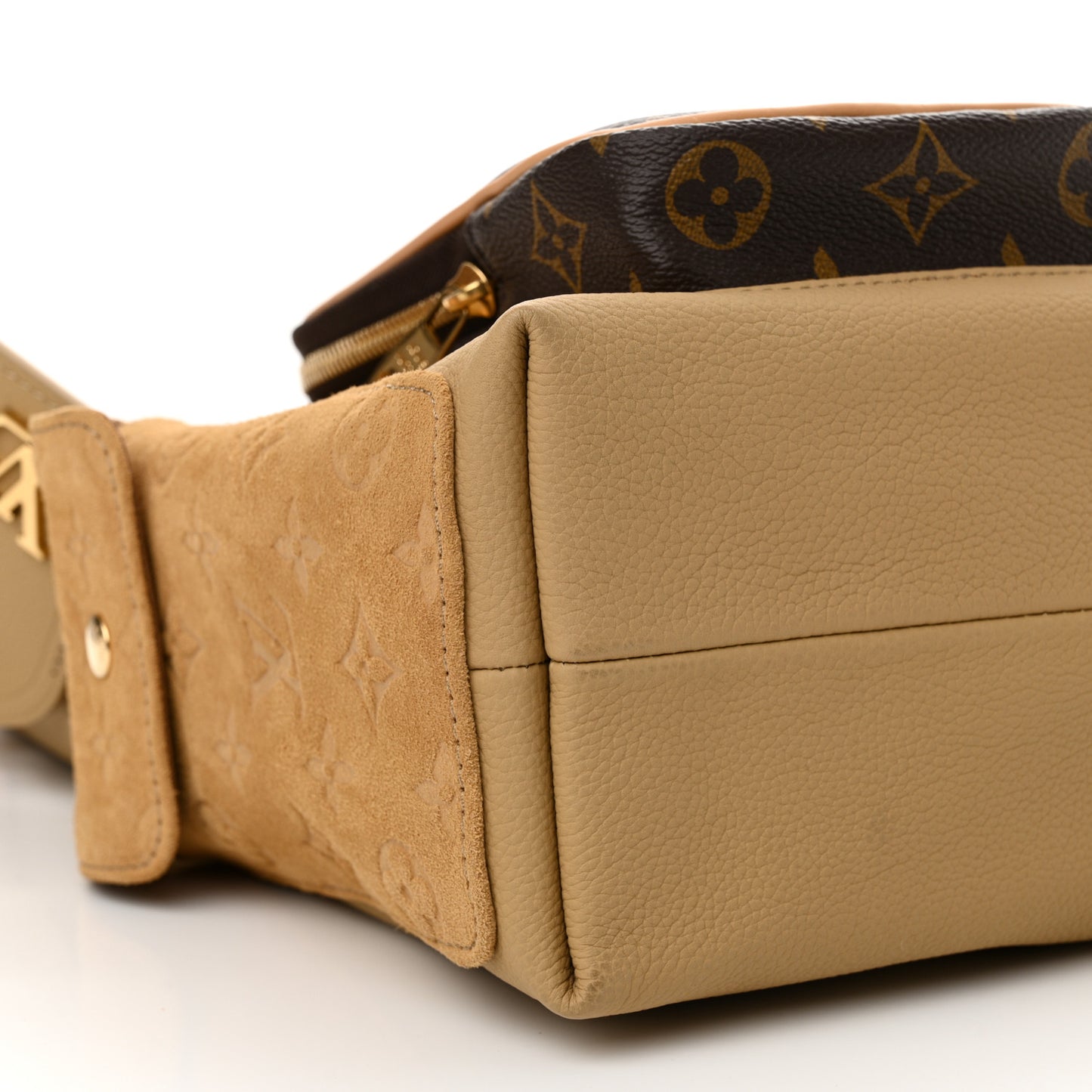 Grained Cowhide Monogram Hobo Cargo Beige