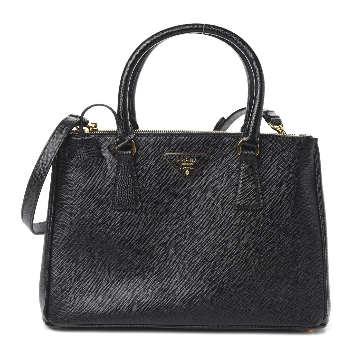 Saffiano Small Galleria Double Zip Tote Black
