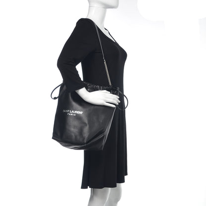 Saint Laurent Lambskin Teddy Drawstring Bag Black 2 of 8