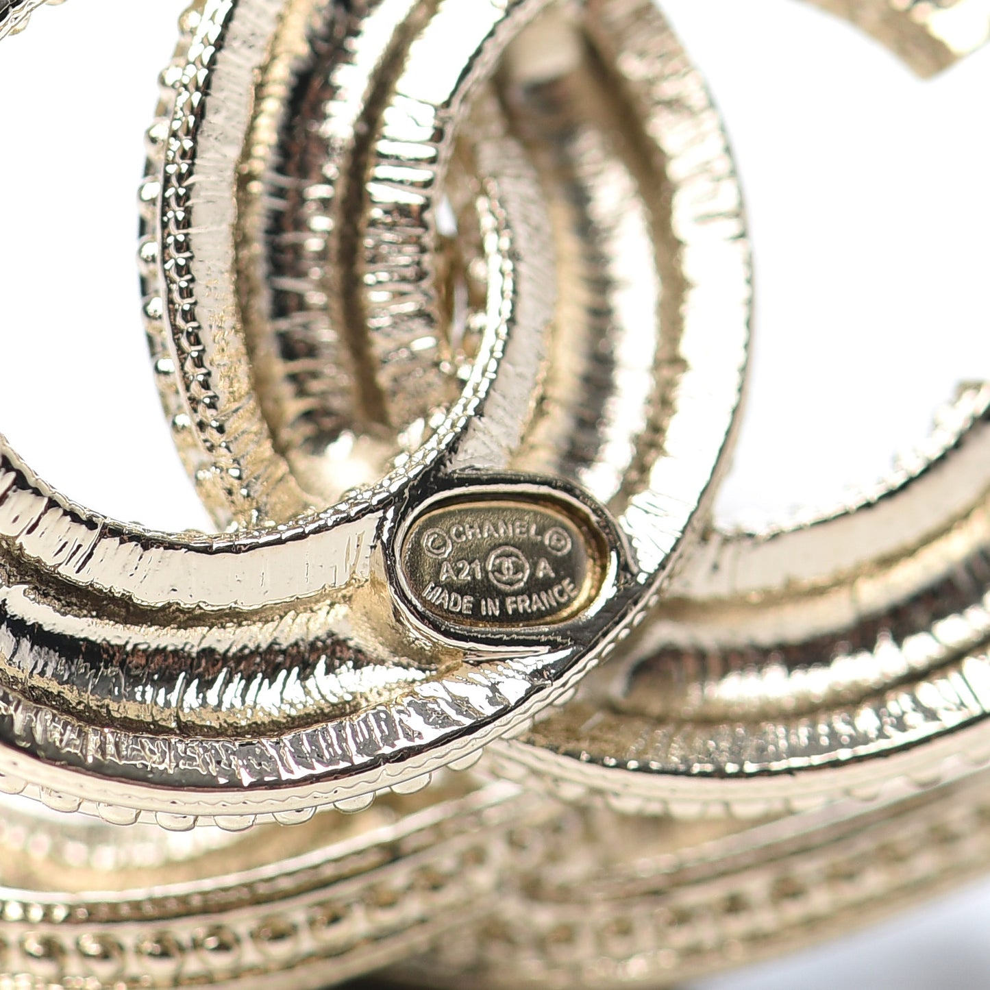 Enamel CC Earrings Black Gold