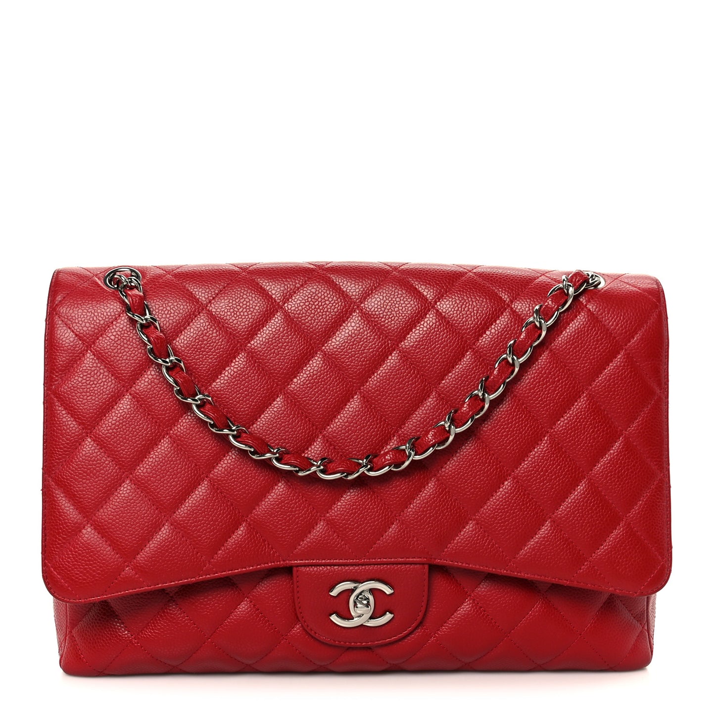 Caviar Quilted Maxi Single Flap Red