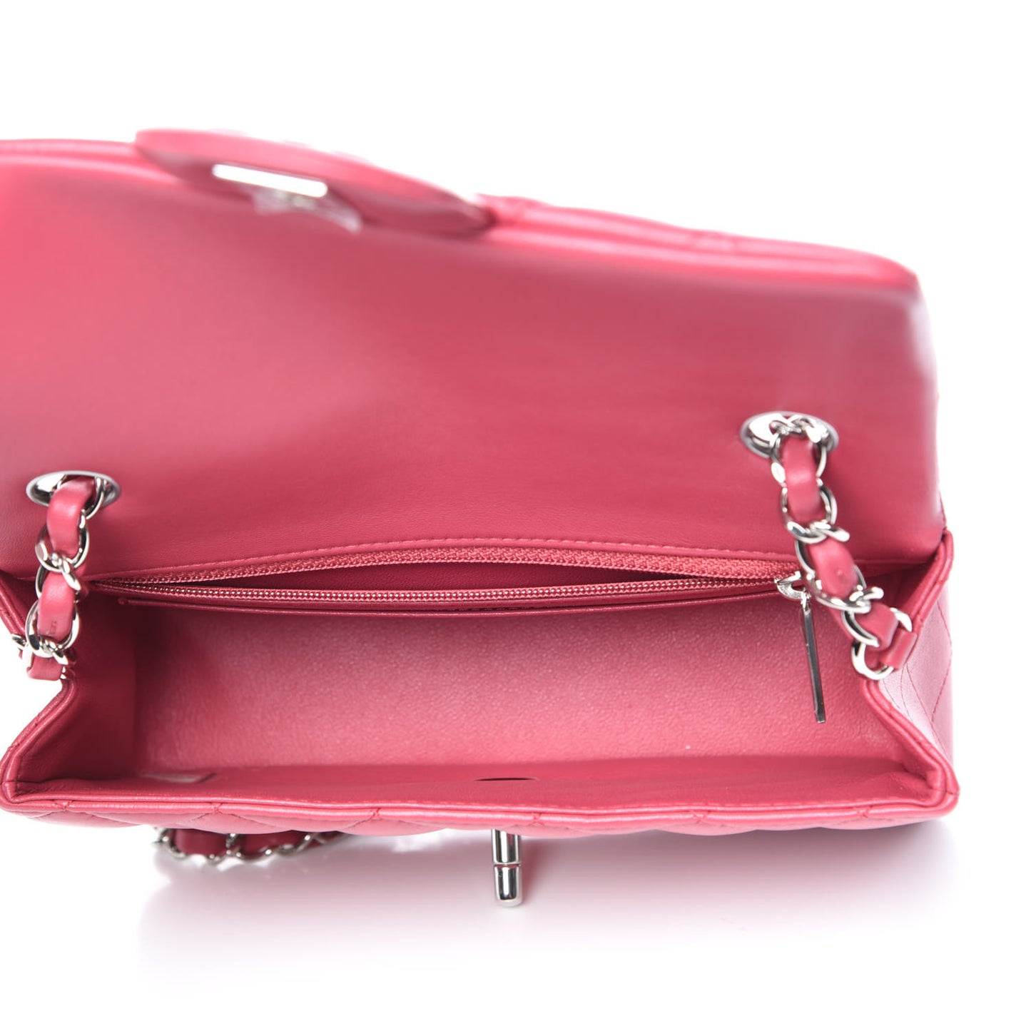 Lambskin Quilted Mini Rectangular Flap Dark Pink