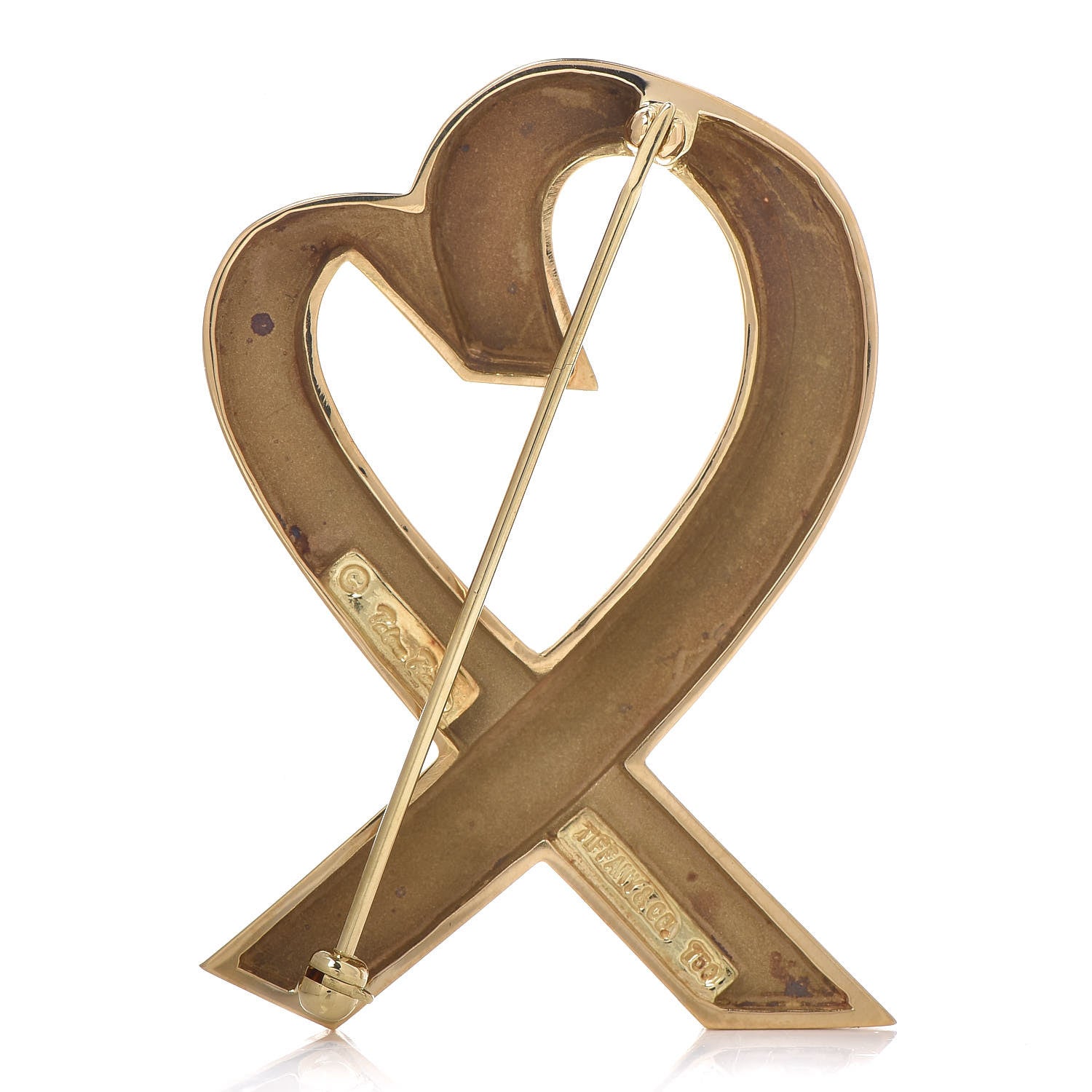 Tiffany 18K Yellow Gold Paloma Picasso Loving Heart Pin Brooch 3 of 4