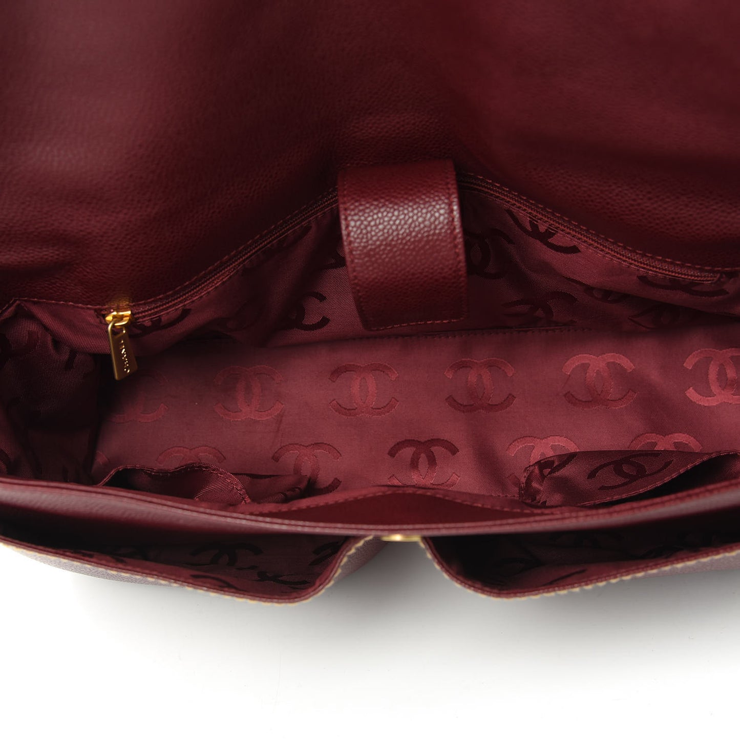 Caviar CC Stitched Medium Flap Shoulder Bag Burgundy