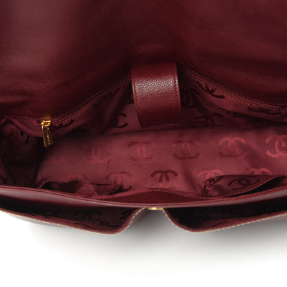Chanel Caviar CC Stitched Medium Flap Shoulder Bag Burgundy 5 of 15