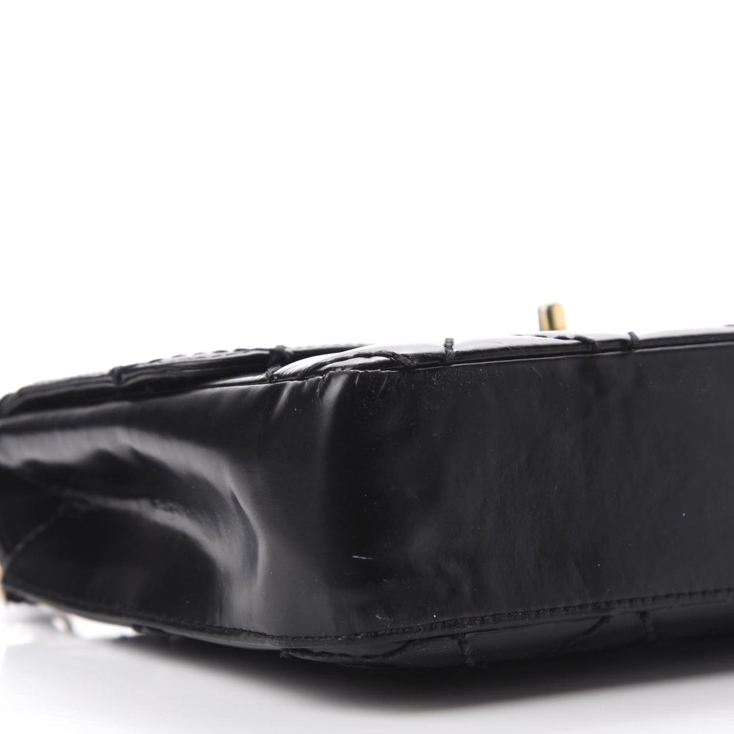 Glazed Calfskin Quilted Medium Single Flap Black