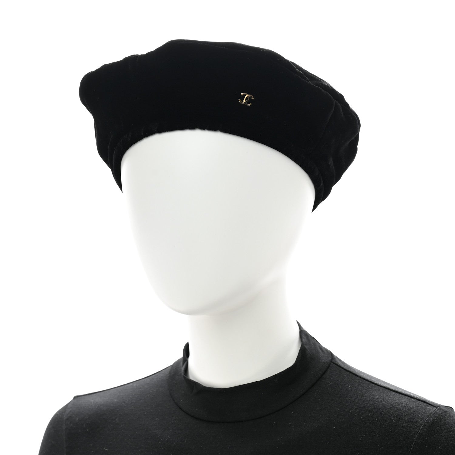 Chanel Velvet Beret Hat S Black 2 of 9