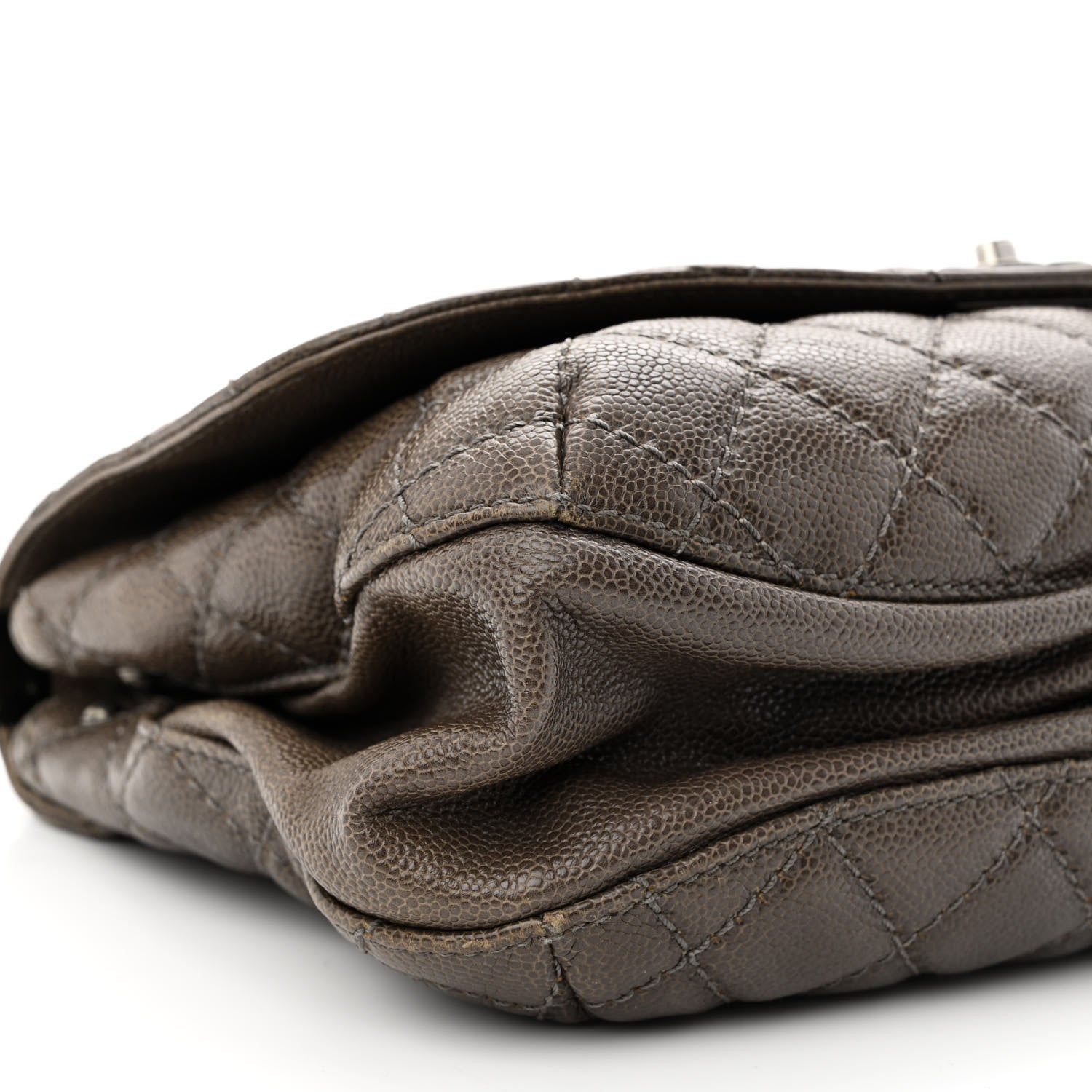 Chanel Glazed Caviar Medium Flap Khaki 10 of 14